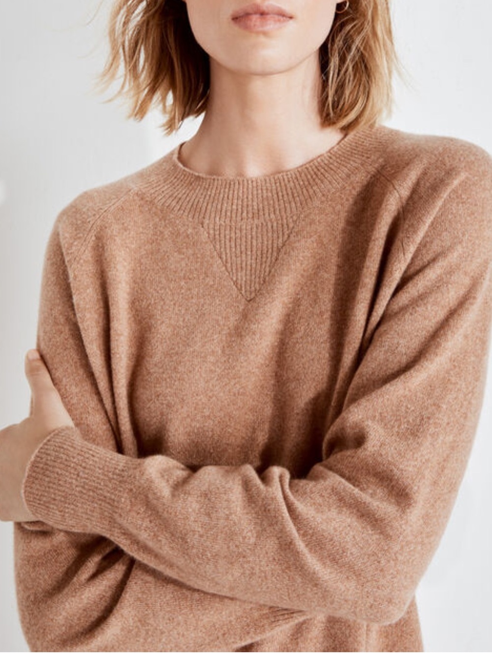 Haven Well Within Pure Cashmere Curved Hem sweater Light brown Size XL
